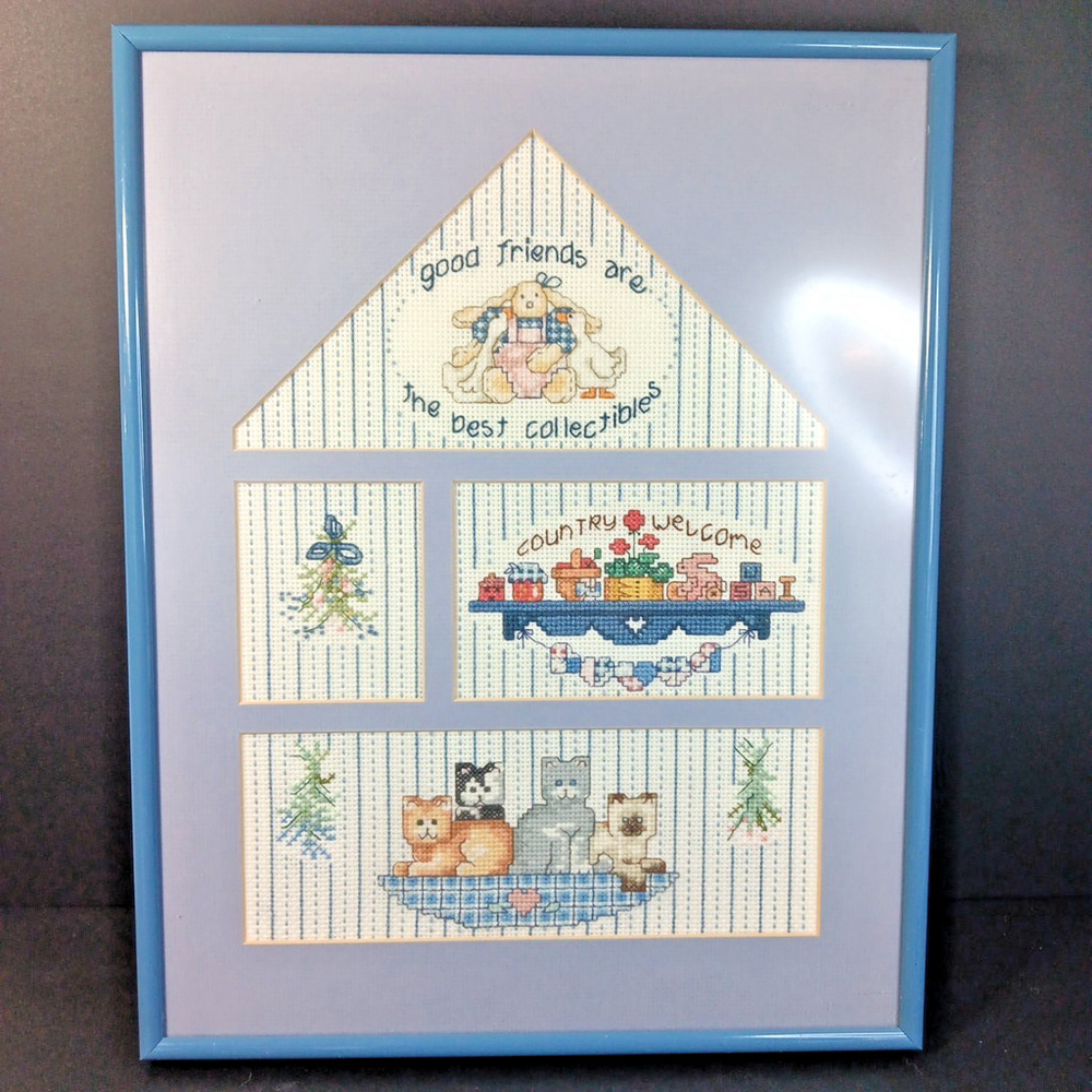 Gorgeous! Bucilla GOOD FRIENDS HUTCH Counted Cross Stitch 40310 Framed Complete!